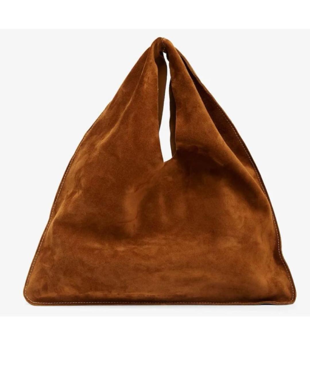 THE ROW Коричневая замшевая сумка с короткими ручками, фото 6