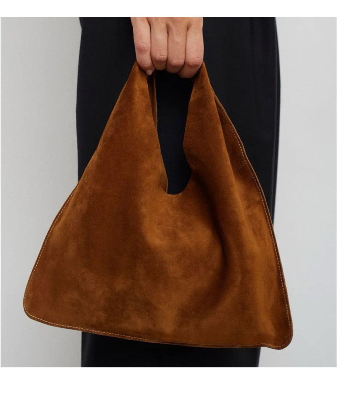 THE ROW Коричневая замшевая сумка с короткими ручками, фото 2