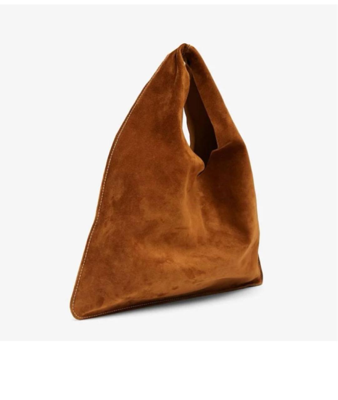 THE ROW Коричневая замшевая сумка с короткими ручками, фото 3
