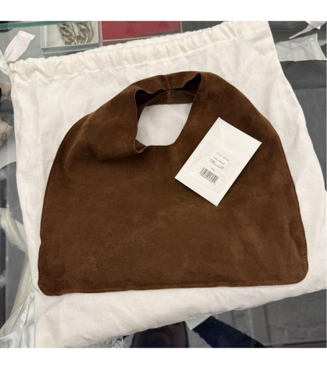 THE ROW Коричневая замшевая сумка с короткими ручками, фото 5