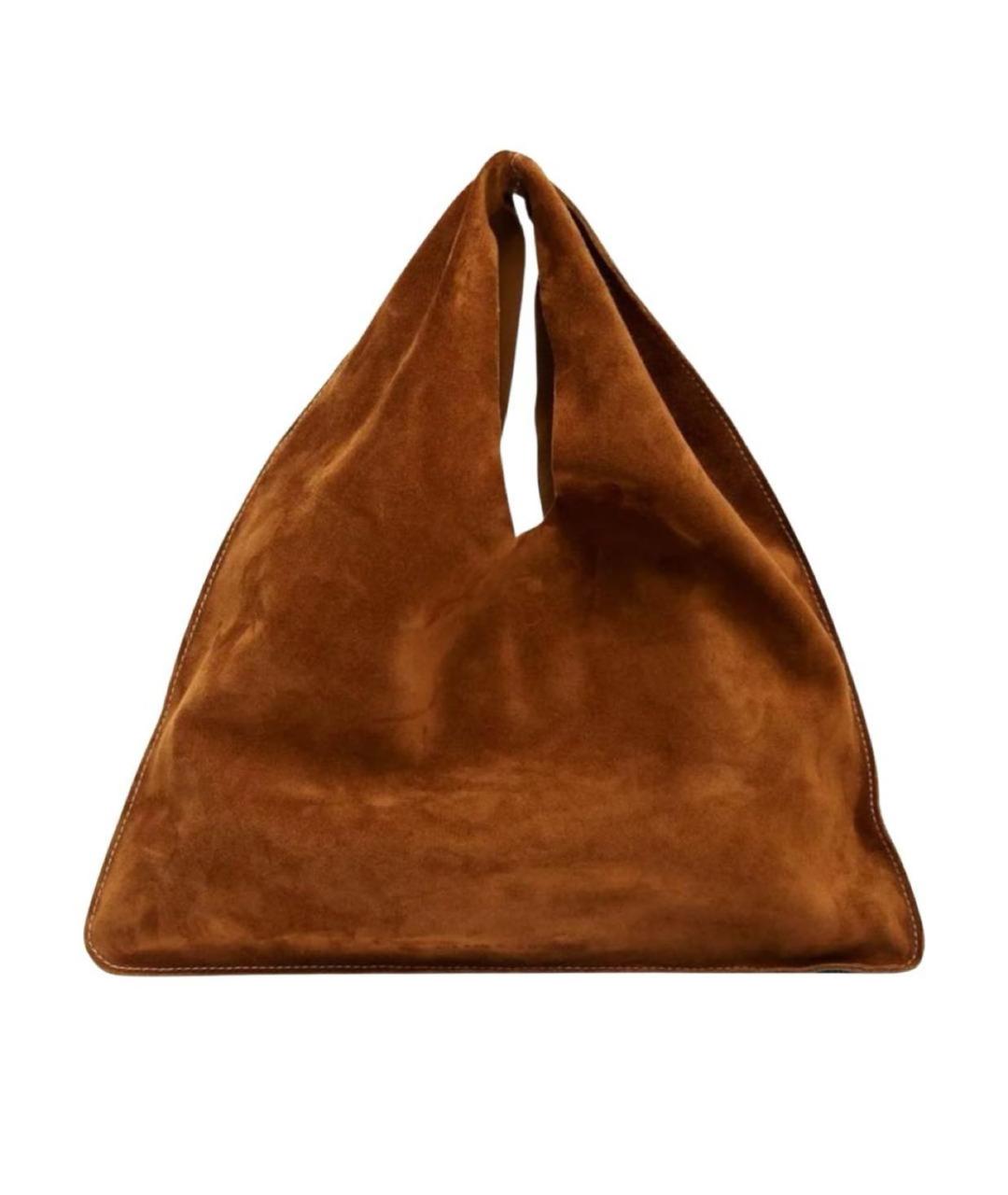 THE ROW Коричневая замшевая сумка с короткими ручками, фото 1