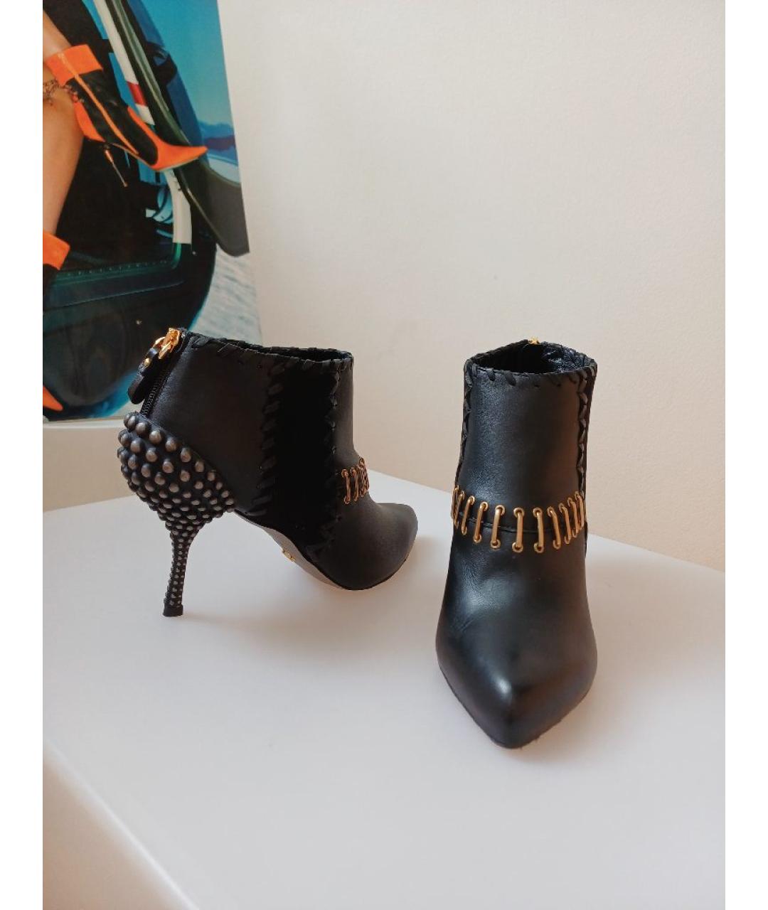 SERGIO ROSSI Черные кожаные ботильоны, фото 6