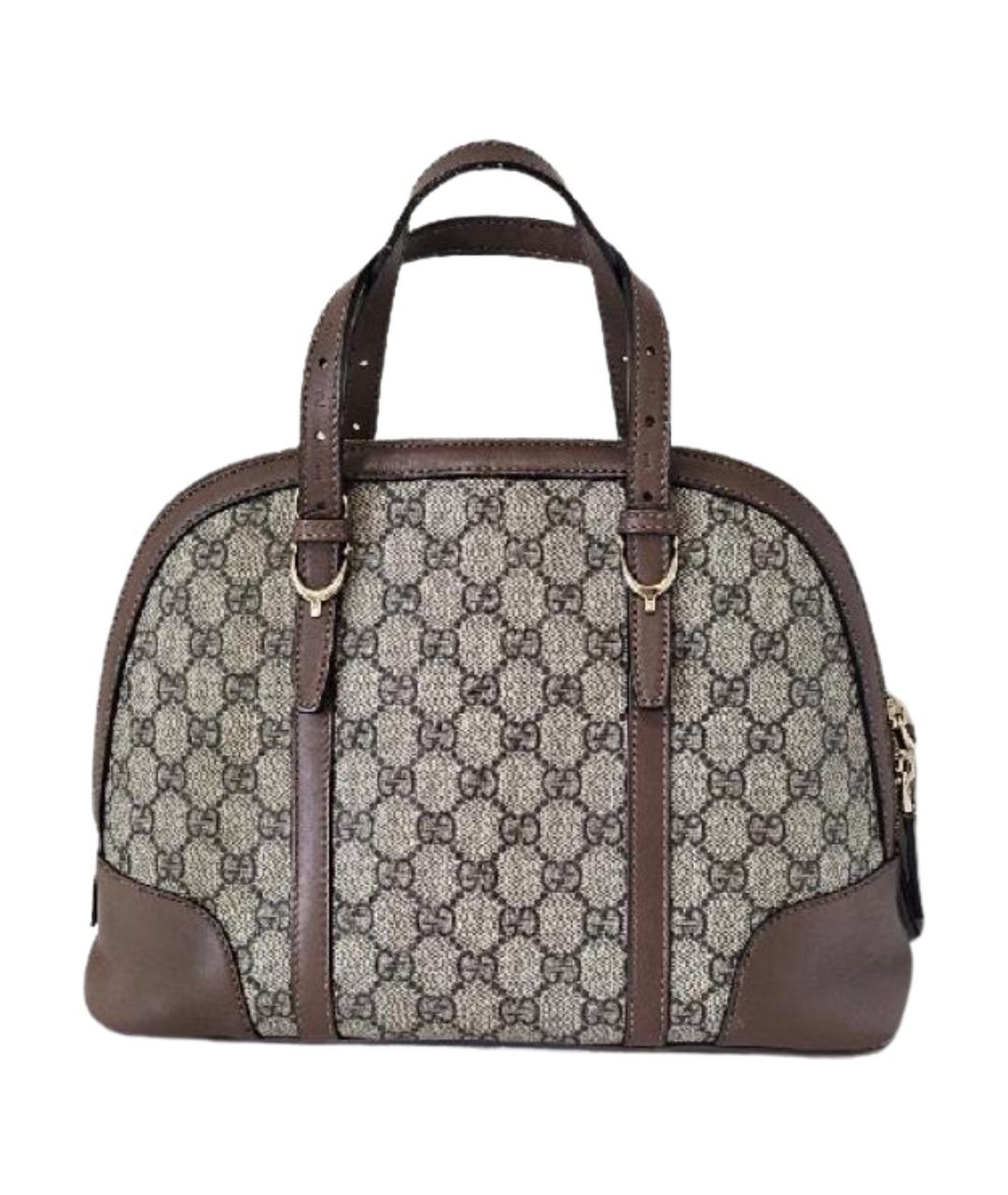 GUCCI Коричневая кожаная сумка с короткими ручками, фото 1