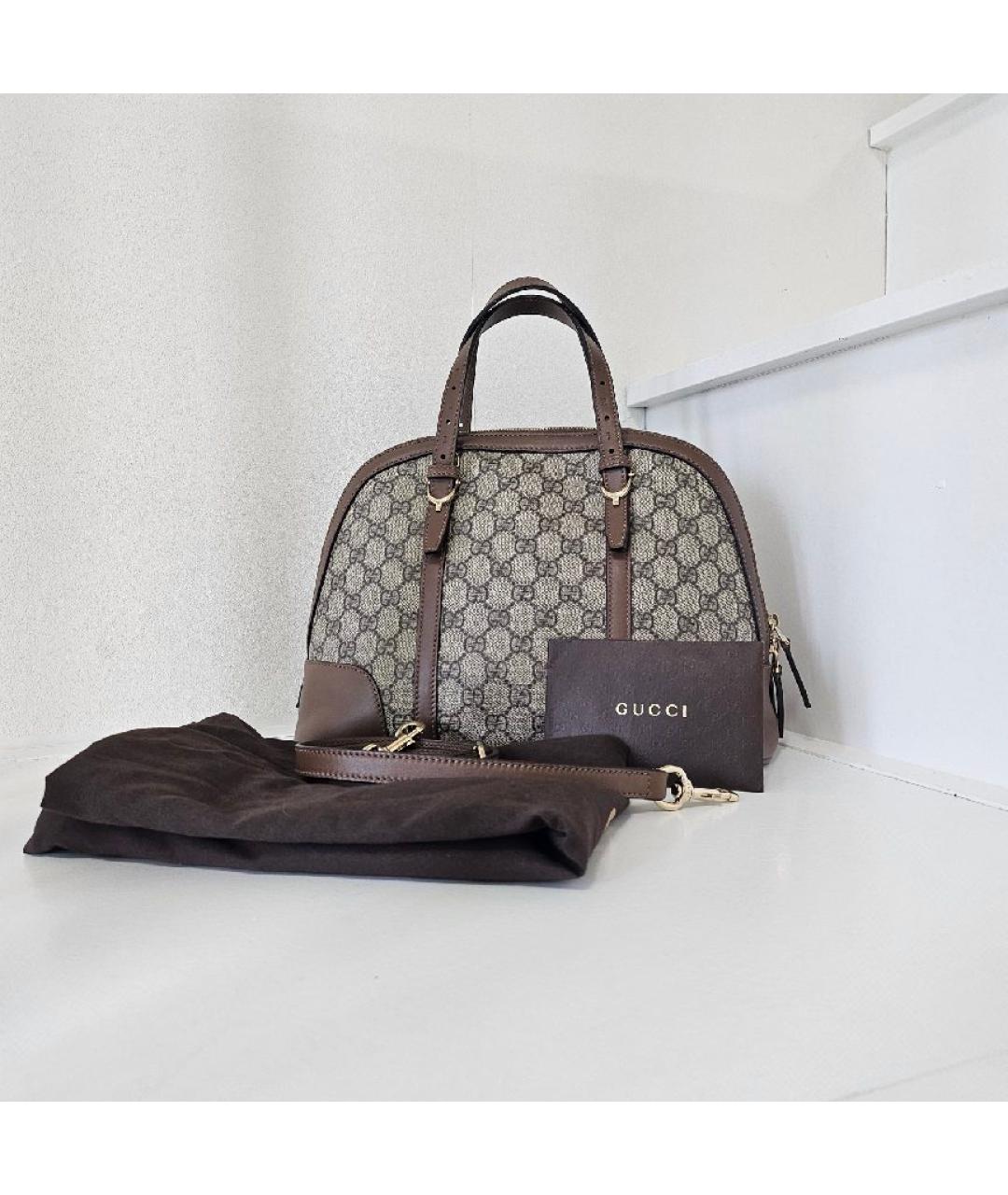 GUCCI Коричневая кожаная сумка с короткими ручками, фото 2