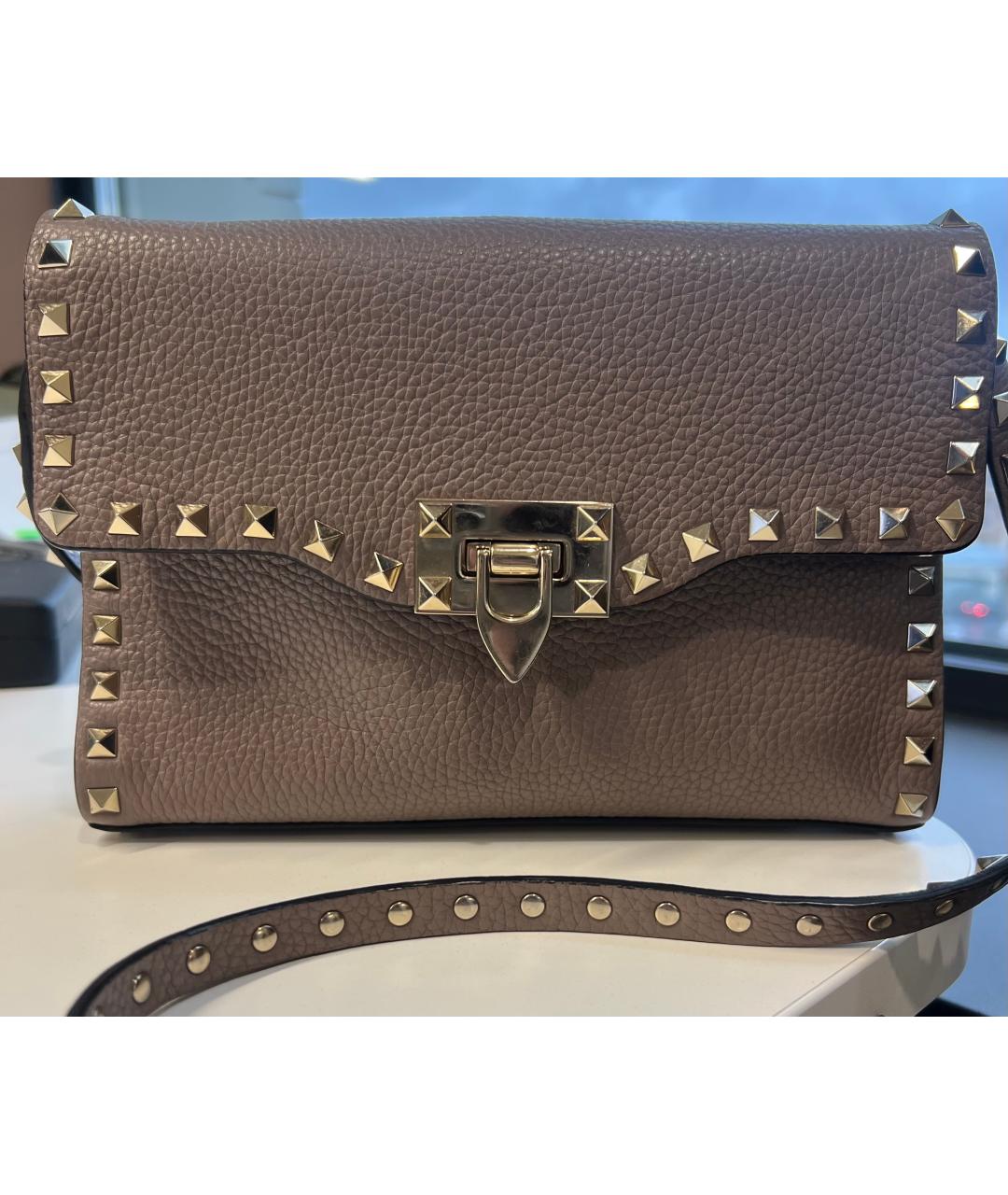 VALENTINO Бежевая кожаная сумка через плечо, фото 5