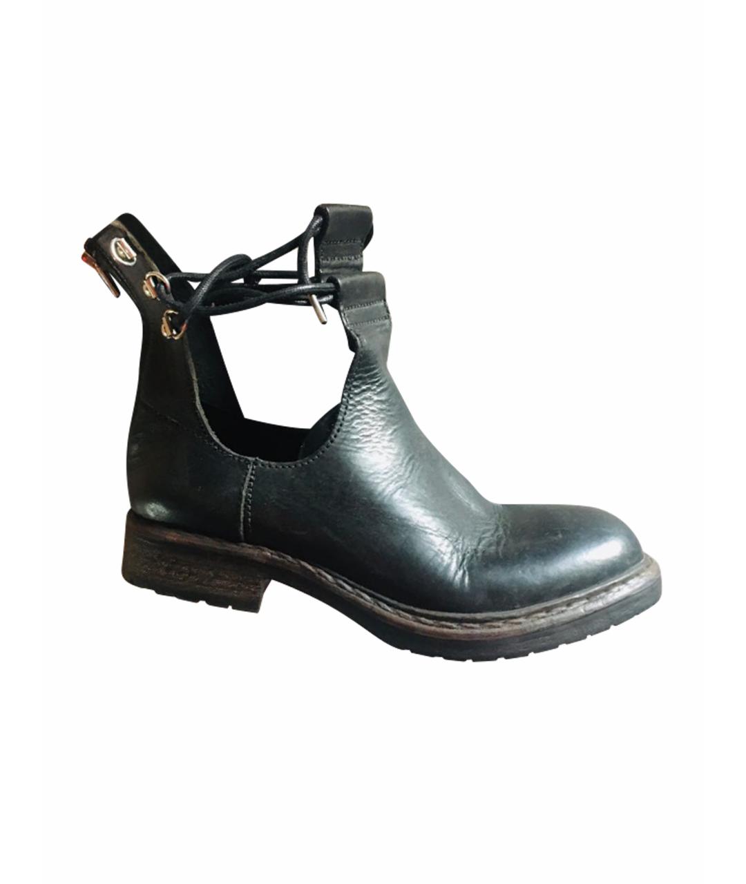 DIESEL Черные кожаные ботинки, фото 1