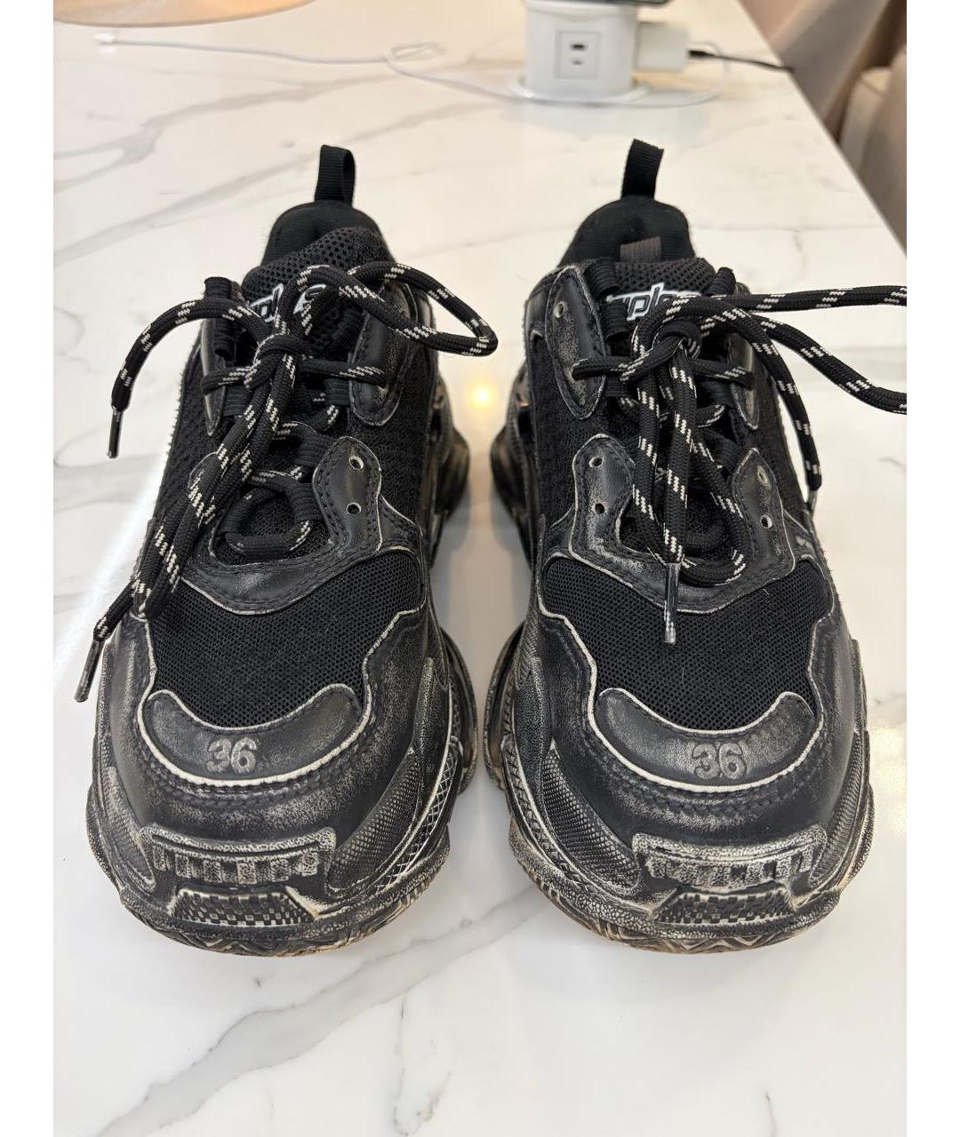 BALENCIAGA Черные кожаные кроссовки, фото 2