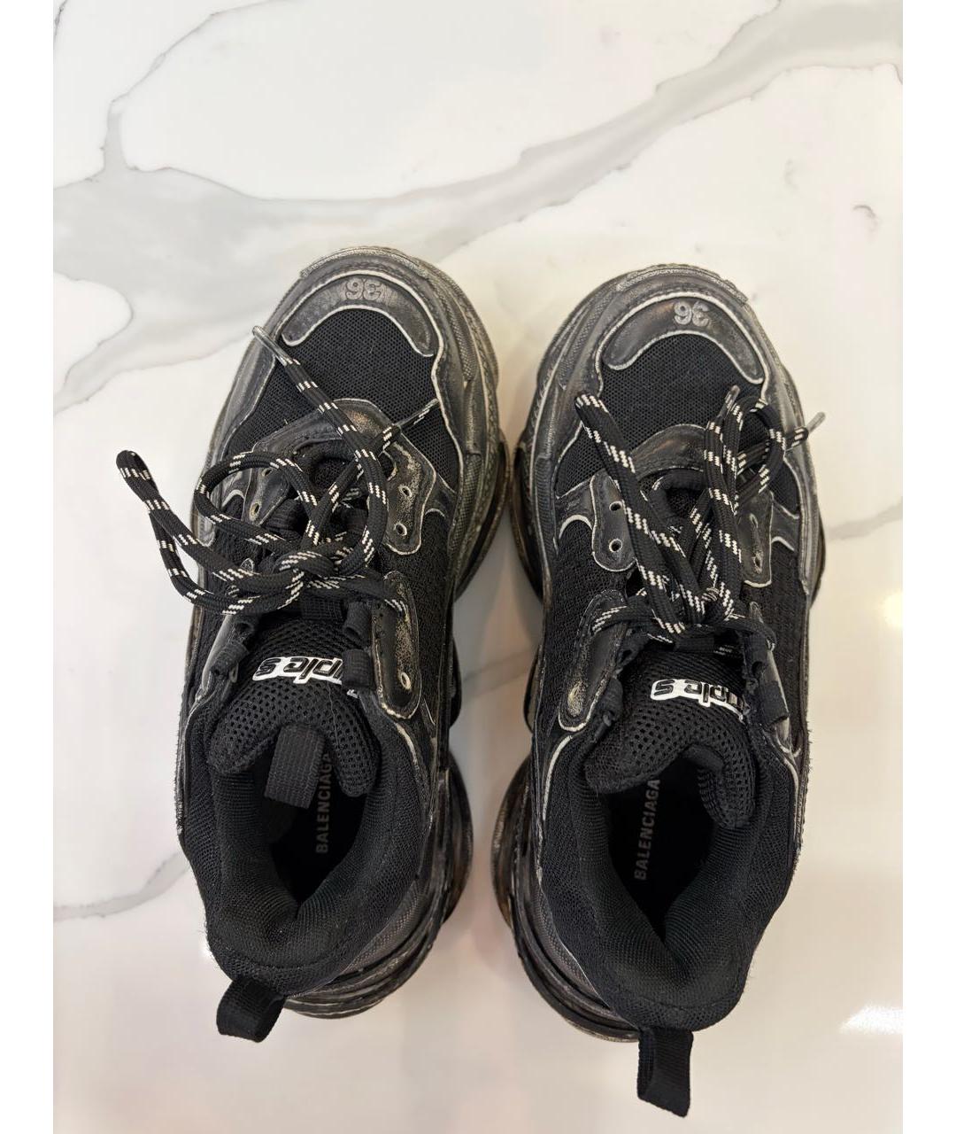 BALENCIAGA Черные кожаные кроссовки, фото 3