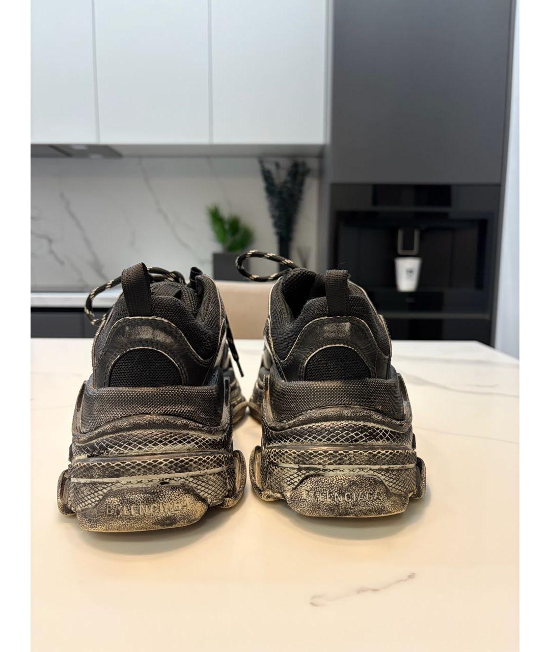 BALENCIAGA Черные кожаные кроссовки, фото 4