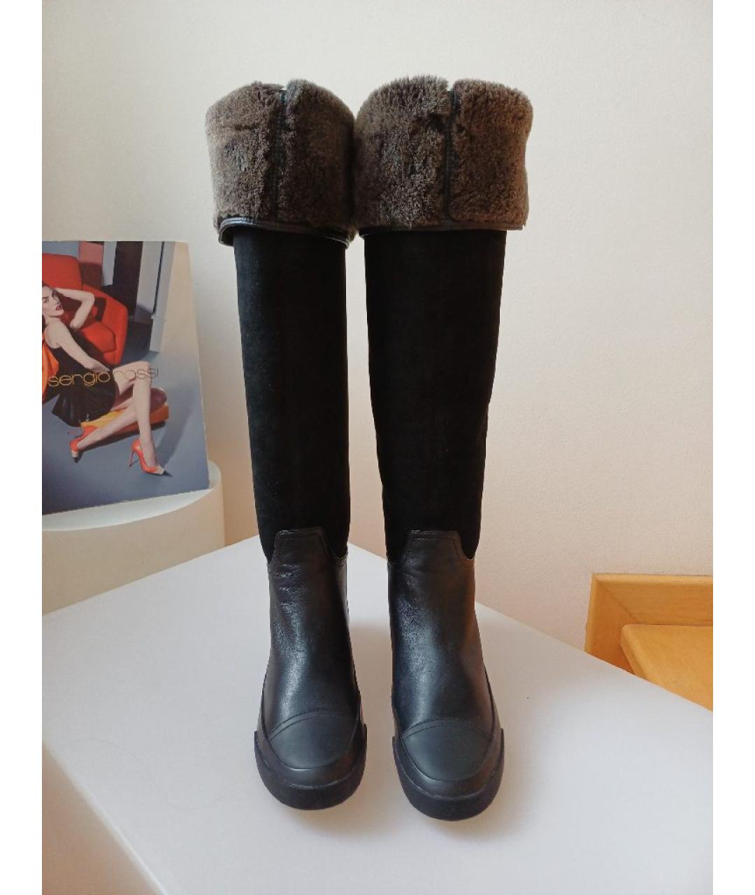 BALLY Черные замшевые ботфорты, фото 6