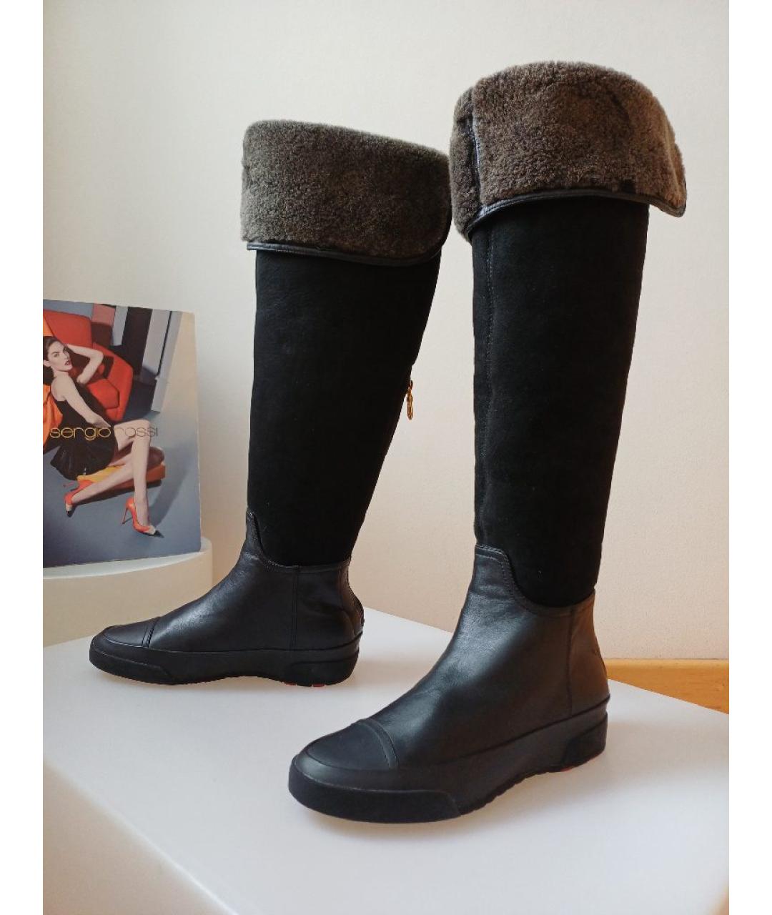 BALLY Черные замшевые ботфорты, фото 2