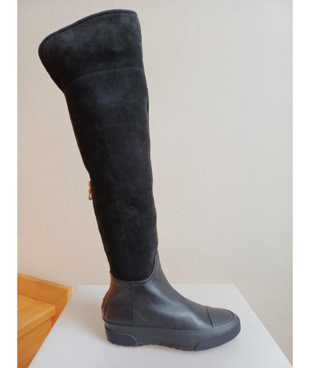 BALLY Черные замшевые ботфорты, фото 9