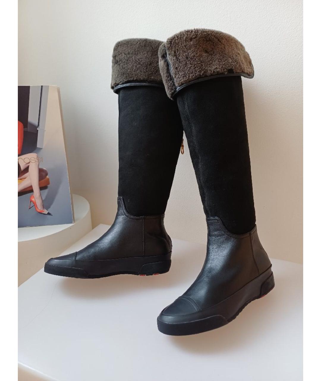 BALLY Черные замшевые ботфорты, фото 4