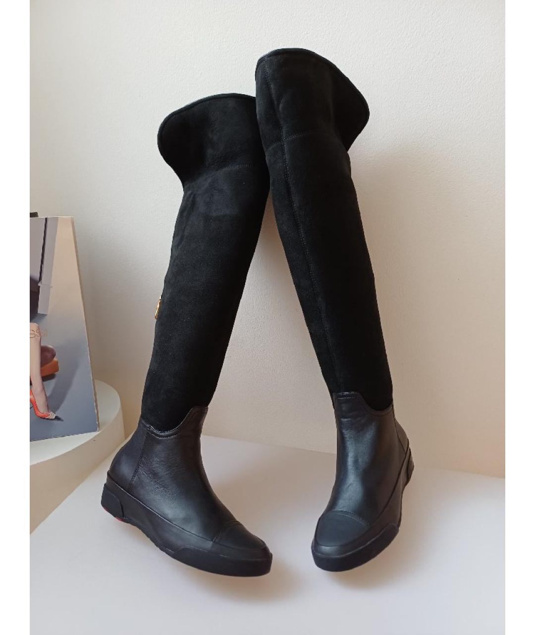 BALLY Черные замшевые ботфорты, фото 5