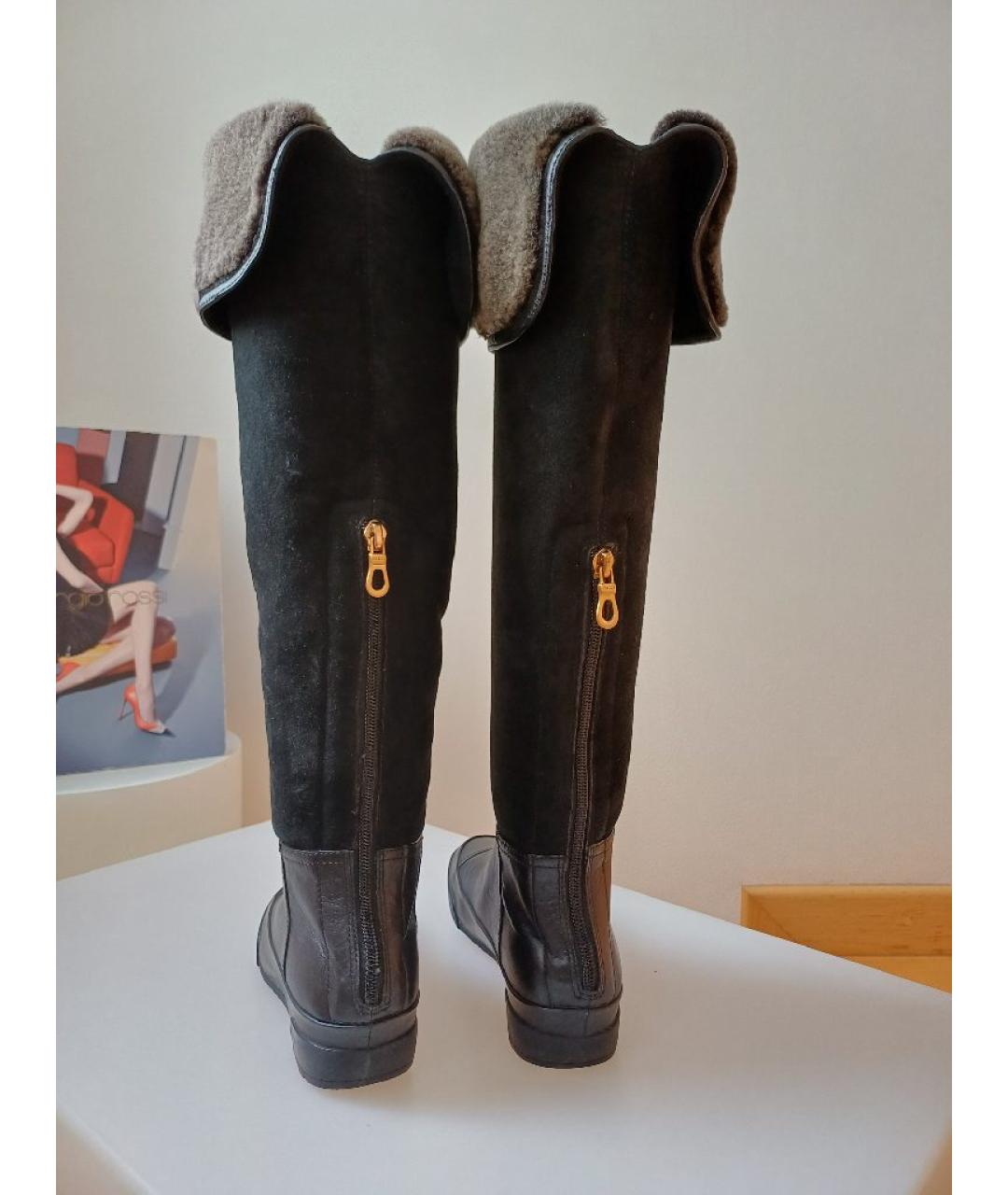 BALLY Черные замшевые ботфорты, фото 7
