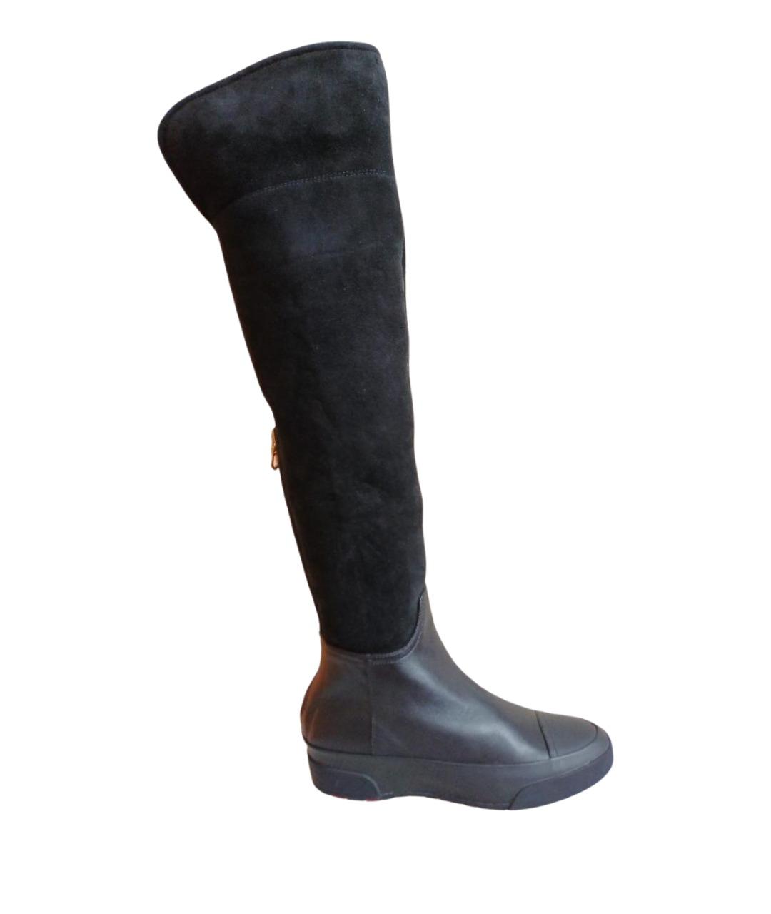 BALLY Черные замшевые ботфорты, фото 1