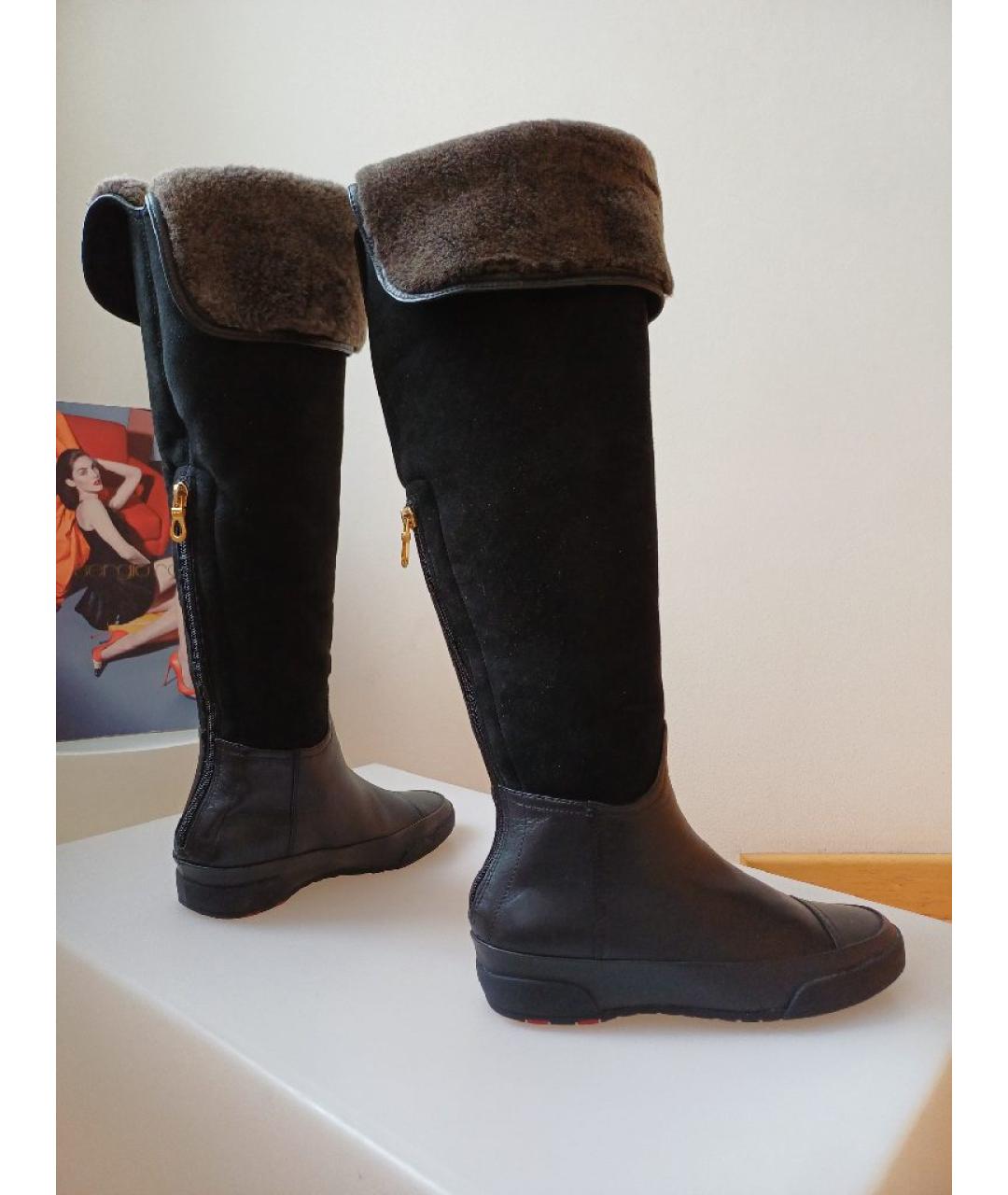 BALLY Черные замшевые ботфорты, фото 3