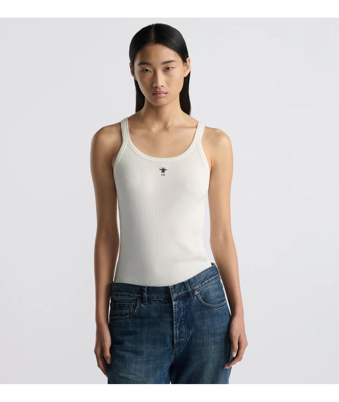 CHRISTIAN DIOR Белая хлопковая майка, фото 3