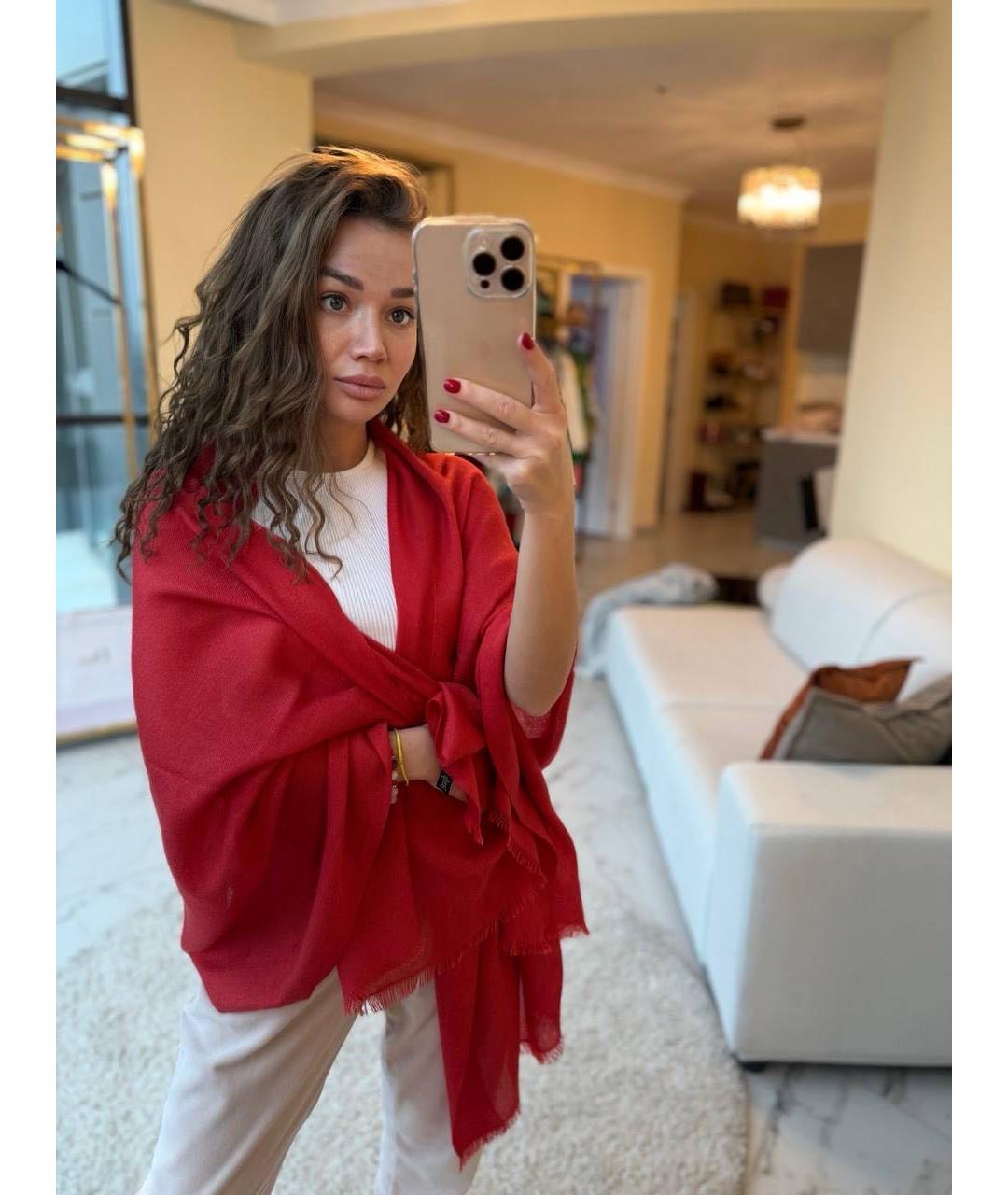 BRIONI Красный кашемировый платок, фото 5