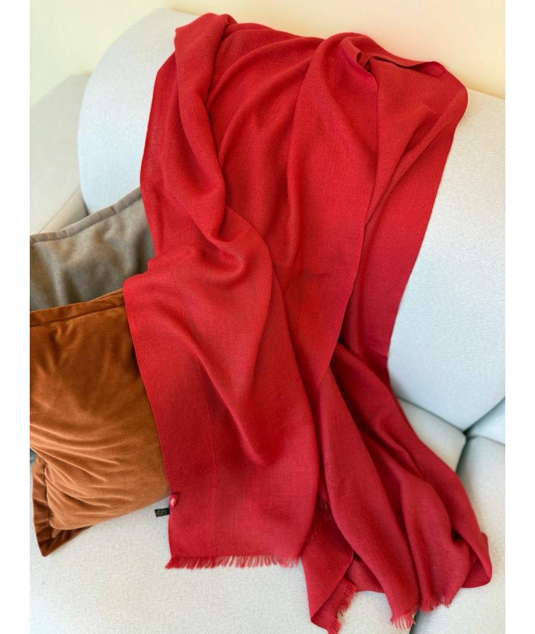 BRIONI Красный кашемировый платок, фото 3