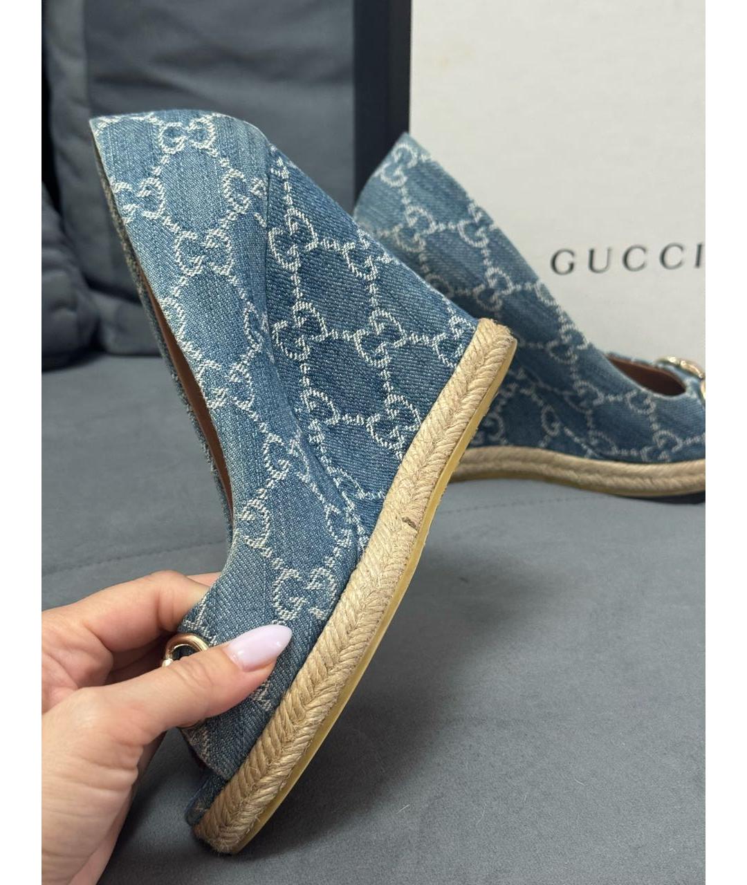GUCCI Голубые босоножки, фото 4