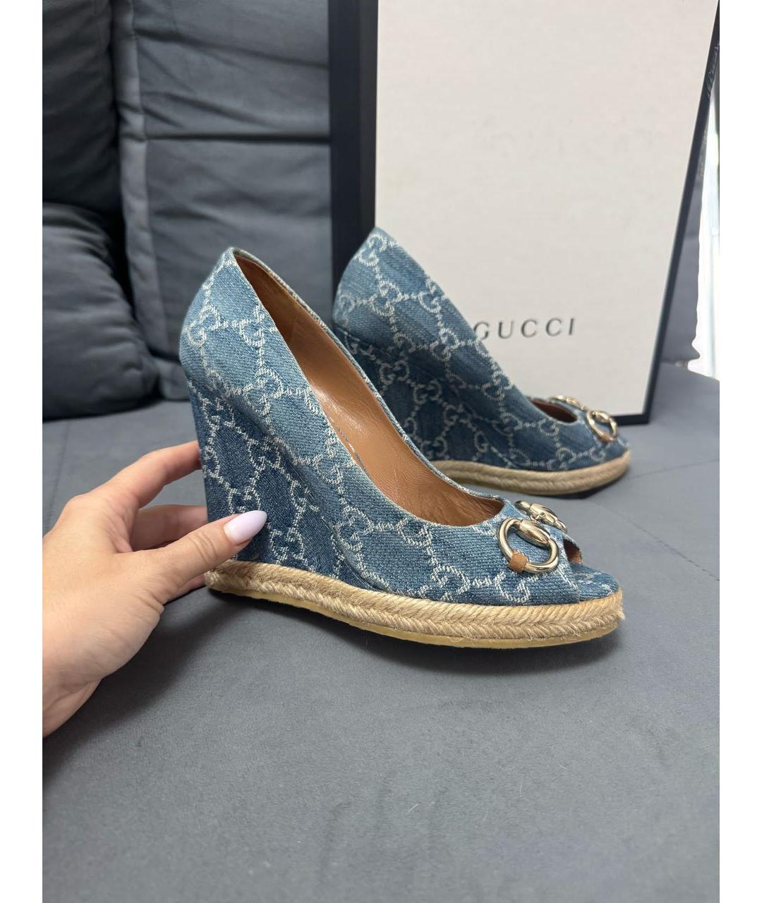 GUCCI Голубые босоножки, фото 2