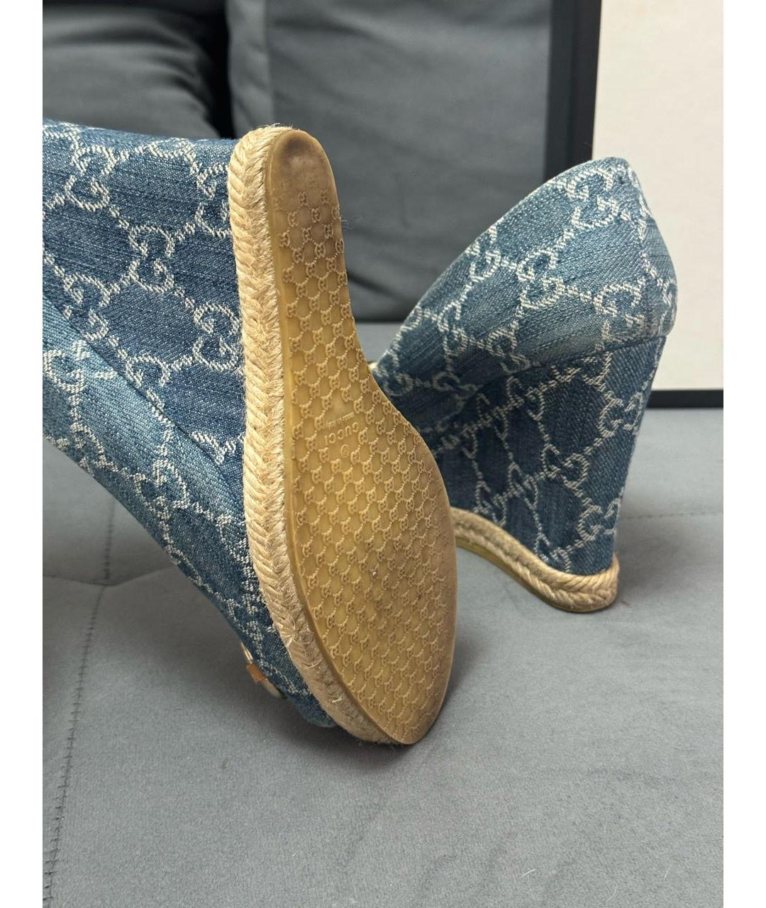 GUCCI Голубые босоножки, фото 6