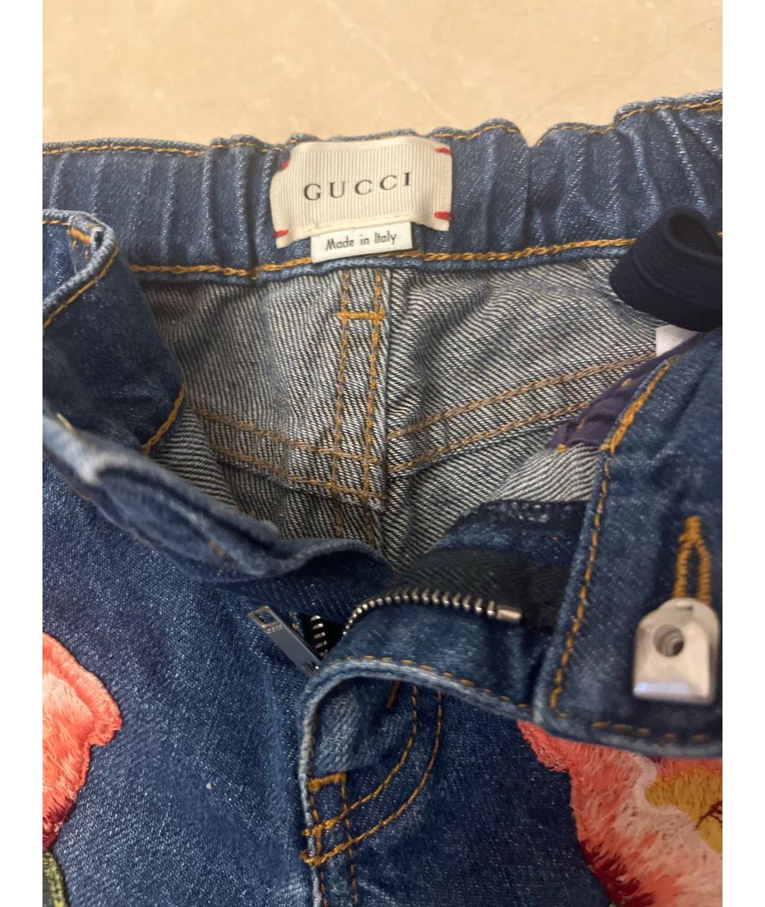 GUCCI Темно-синие хлопковые джинсы, фото 3