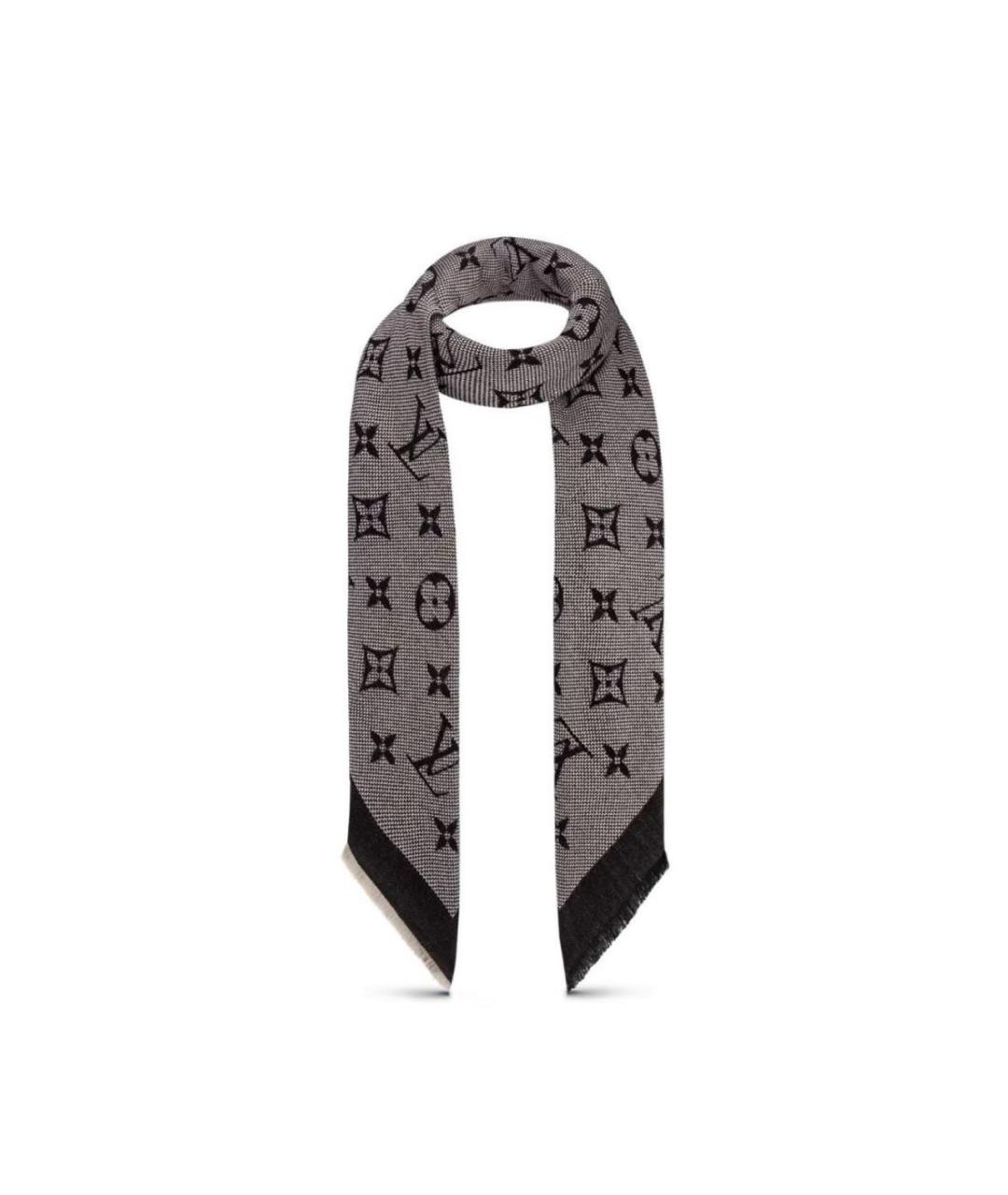 LOUIS VUITTON Антрацитовый шерстяной платок, фото 4