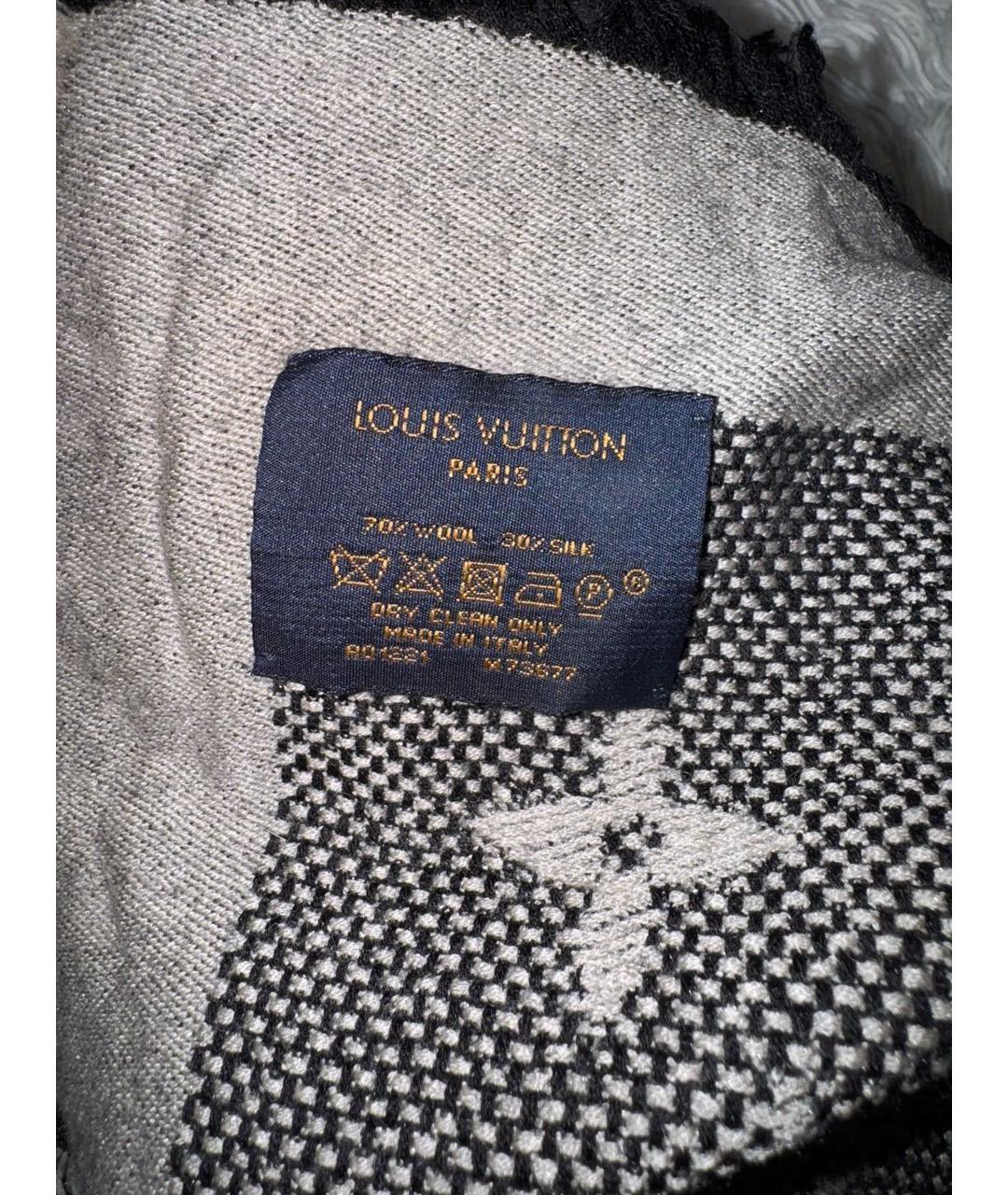 LOUIS VUITTON Антрацитовый шерстяной платок, фото 3