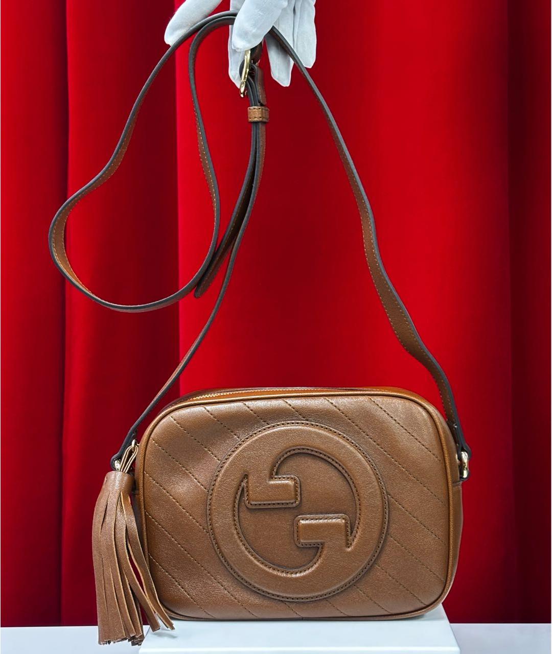 GUCCI Коричневая кожаная сумка через плечо, фото 3