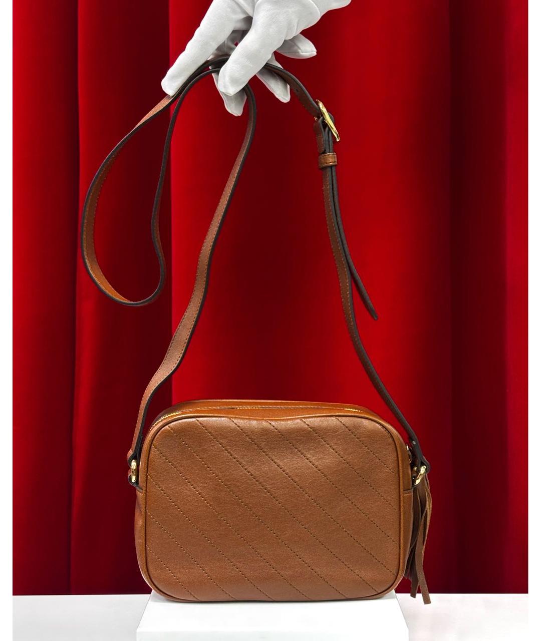 GUCCI Коричневая кожаная сумка через плечо, фото 4
