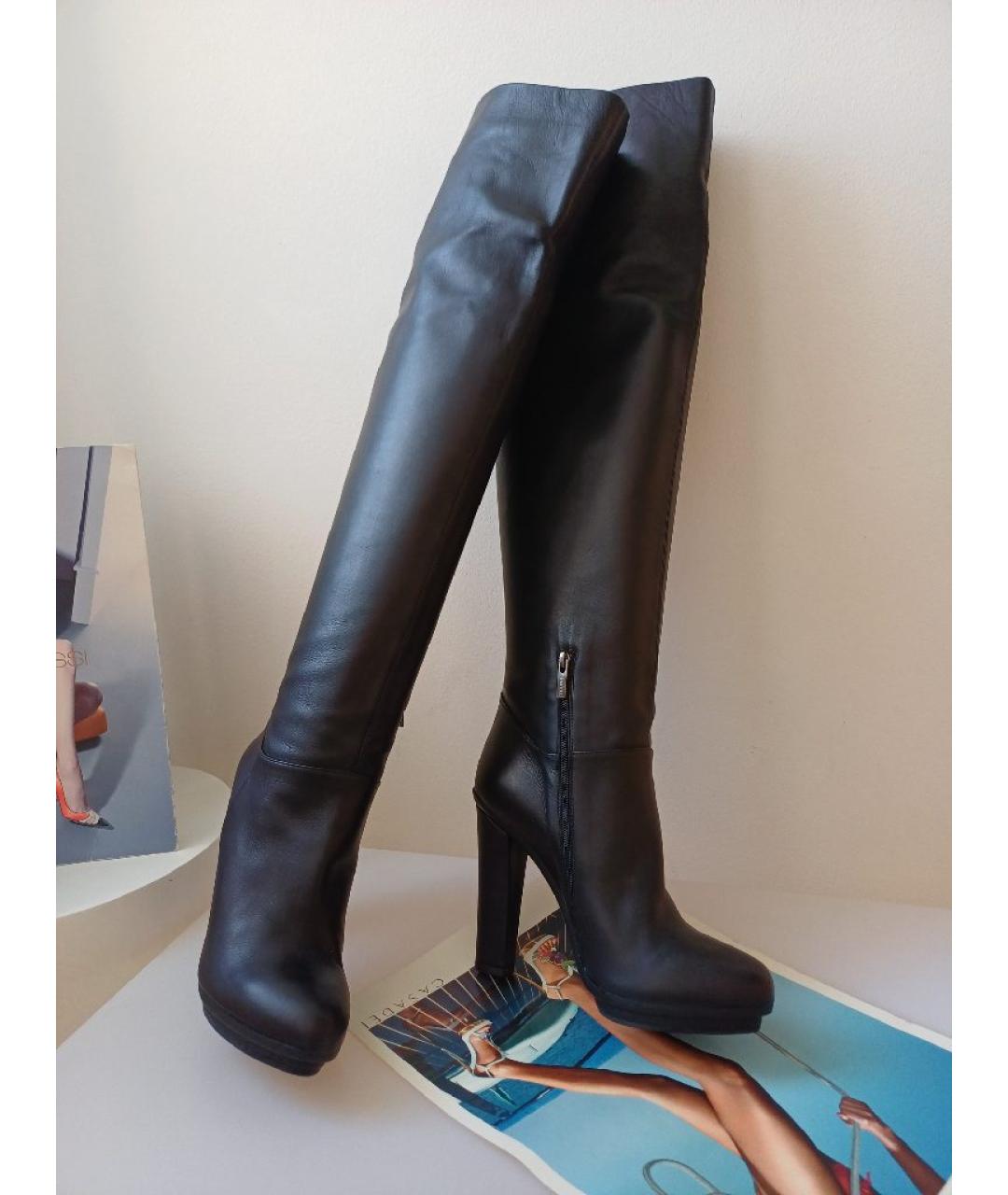 LE SILLA Черные кожаные ботфорты, фото 5