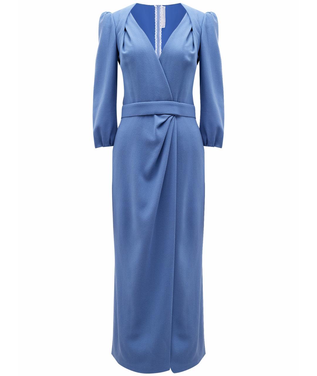 ULYANA SERGEENKO Синее шерстяное повседневное платье, фото 1