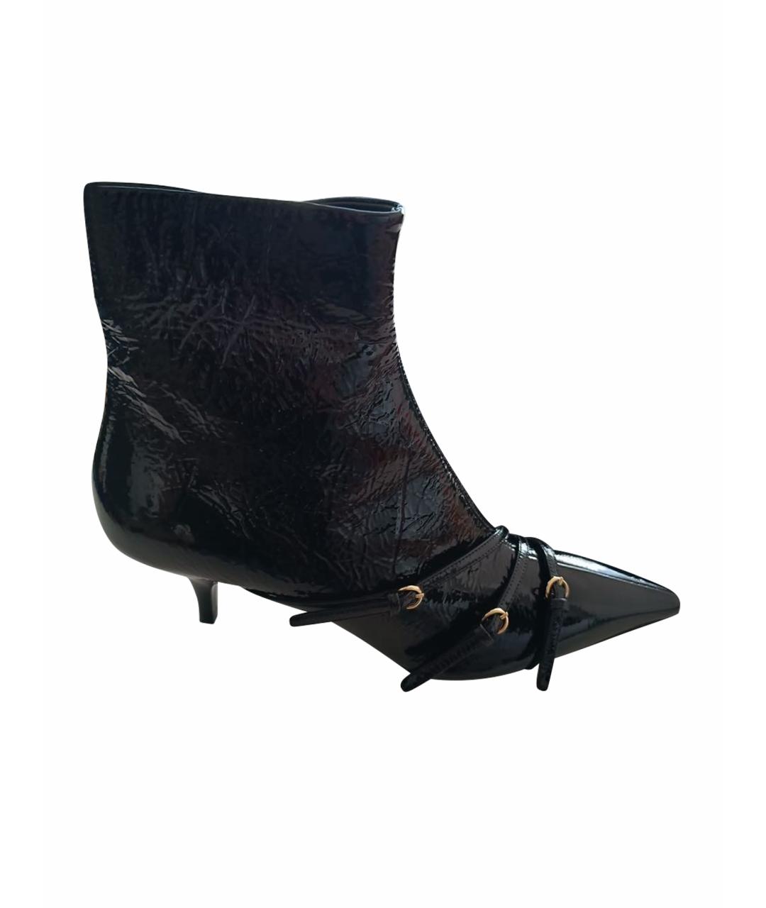 MIU MIU Черные ботильоны из лакированной кожи, фото 1