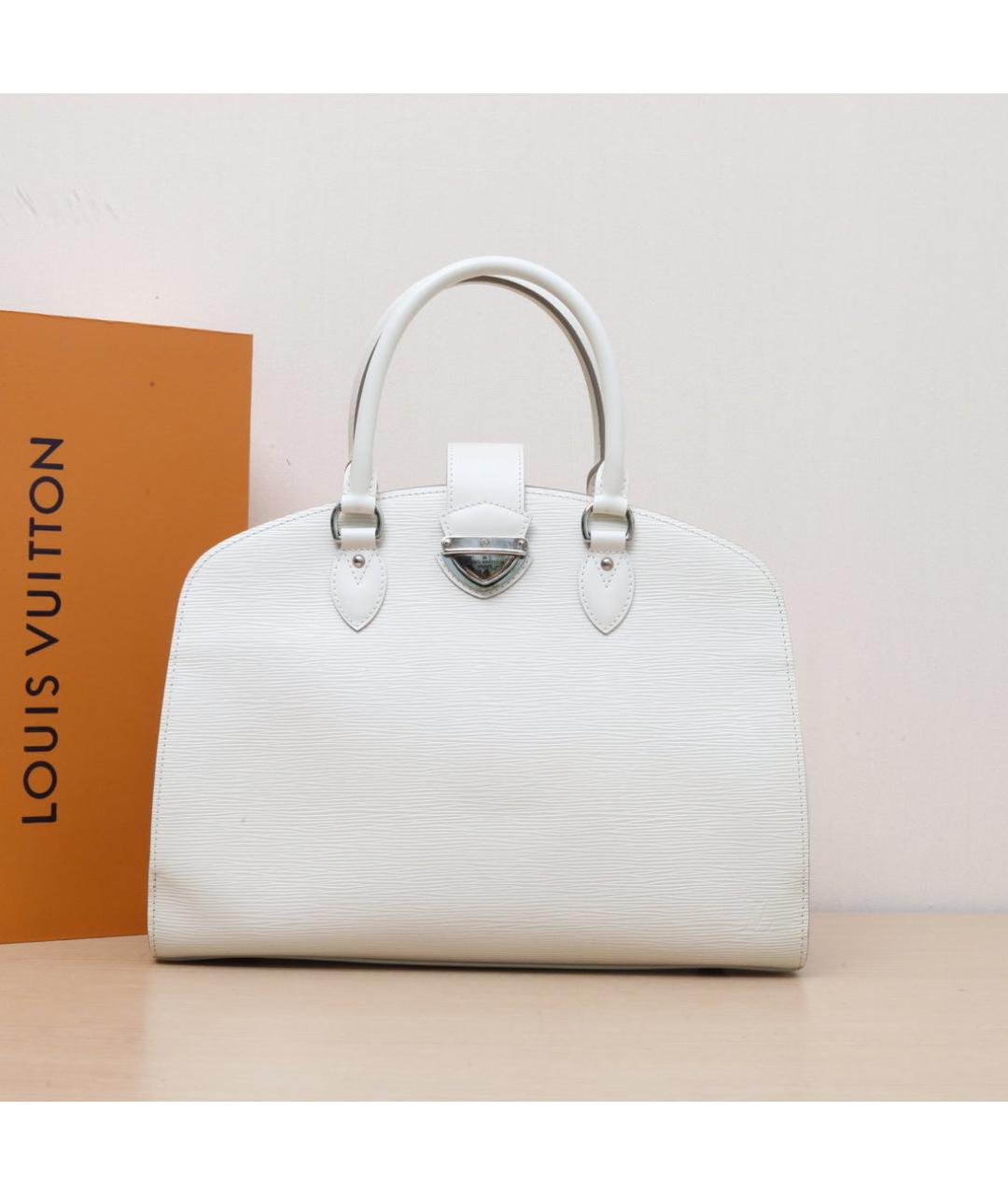 LOUIS VUITTON Белая кожаная сумка с короткими ручками, фото 2