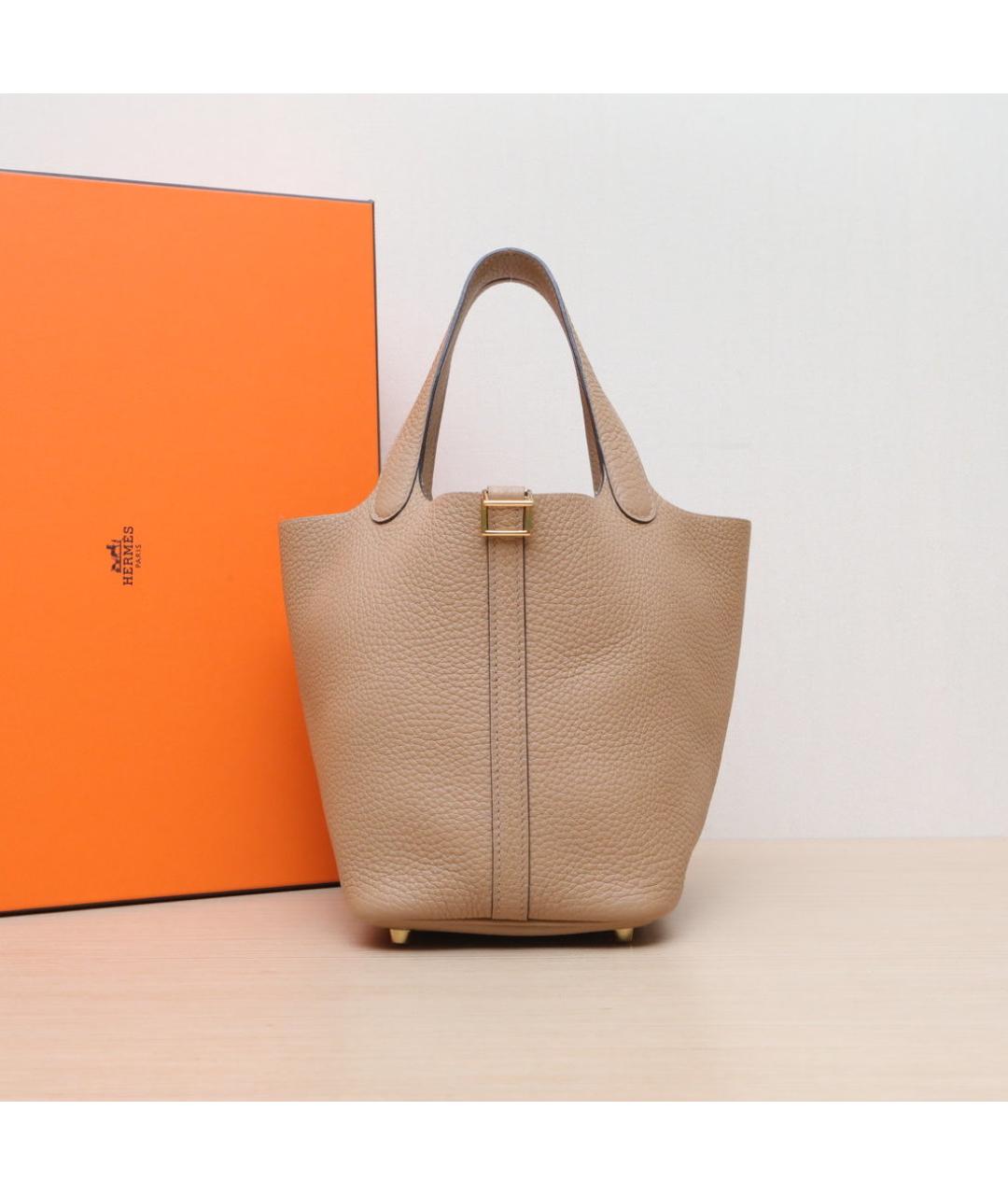 HERMES Бежевая кожаная сумка через плечо, фото 2