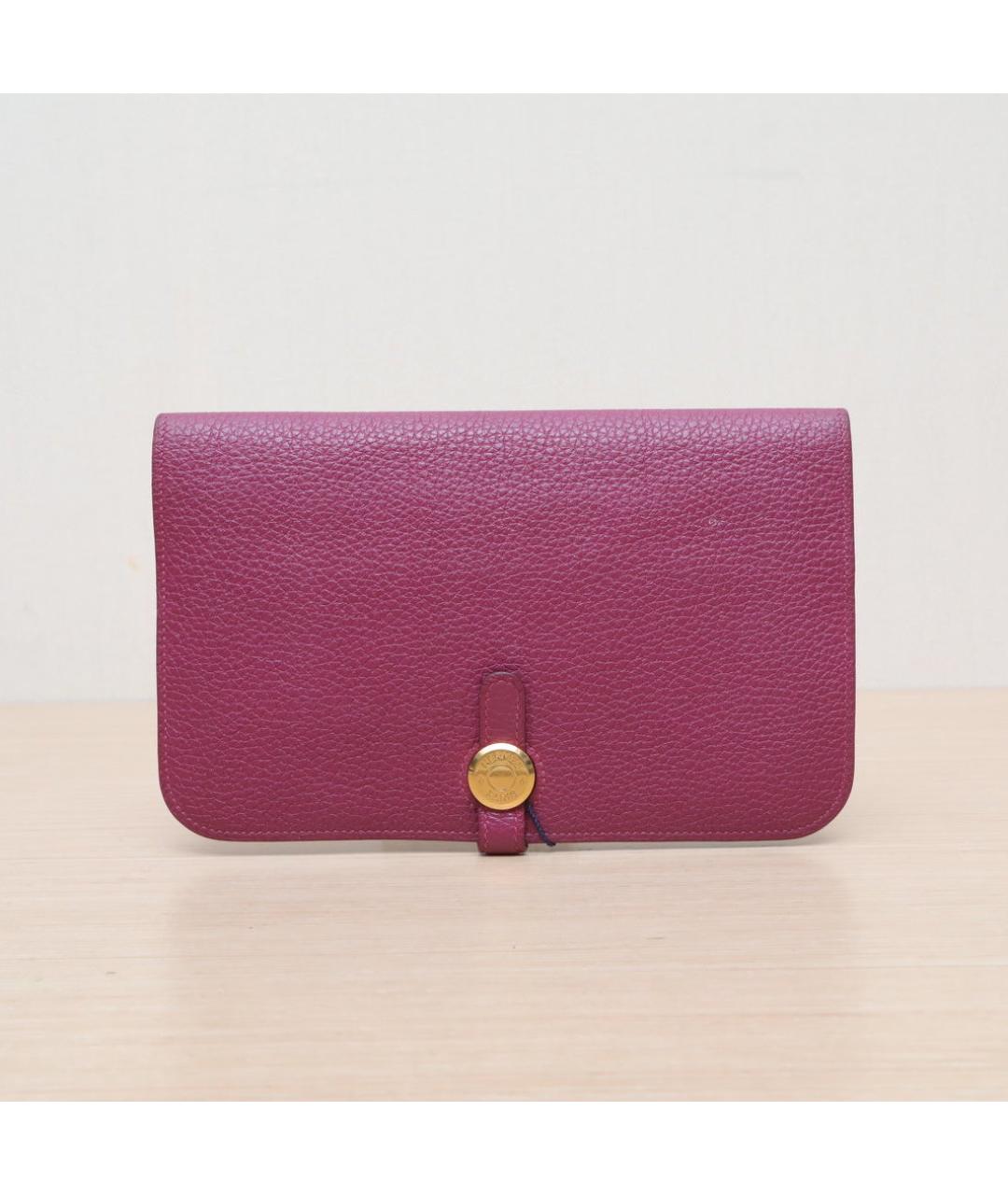 HERMES Фиолетовый кожаный кошелек, фото 3