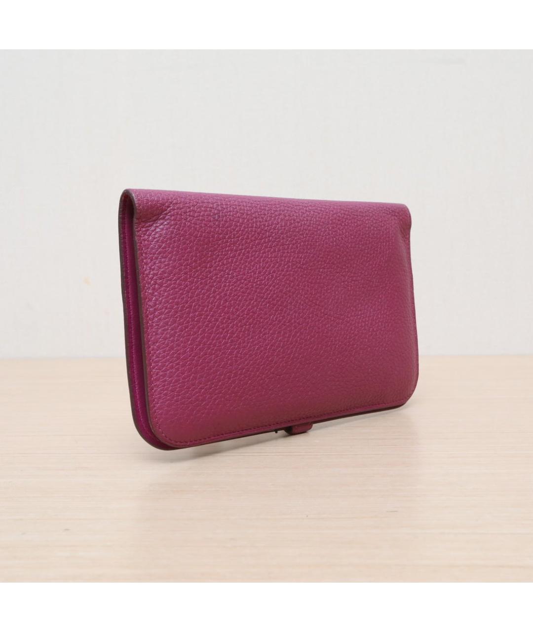 HERMES Фиолетовый кожаный кошелек, фото 6
