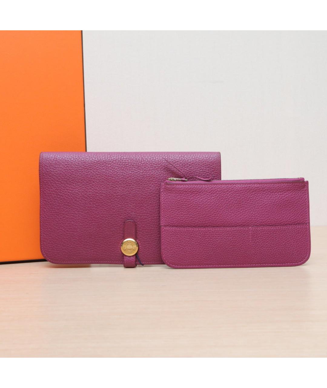 HERMES Фиолетовый кожаный кошелек, фото 2