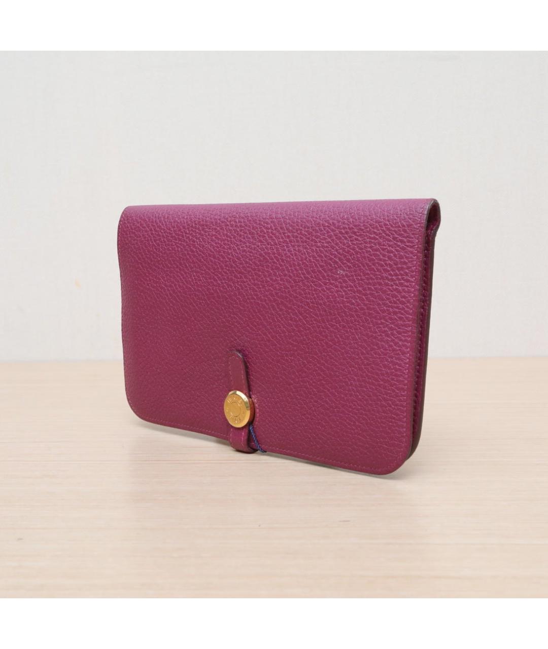 HERMES Фиолетовый кожаный кошелек, фото 4