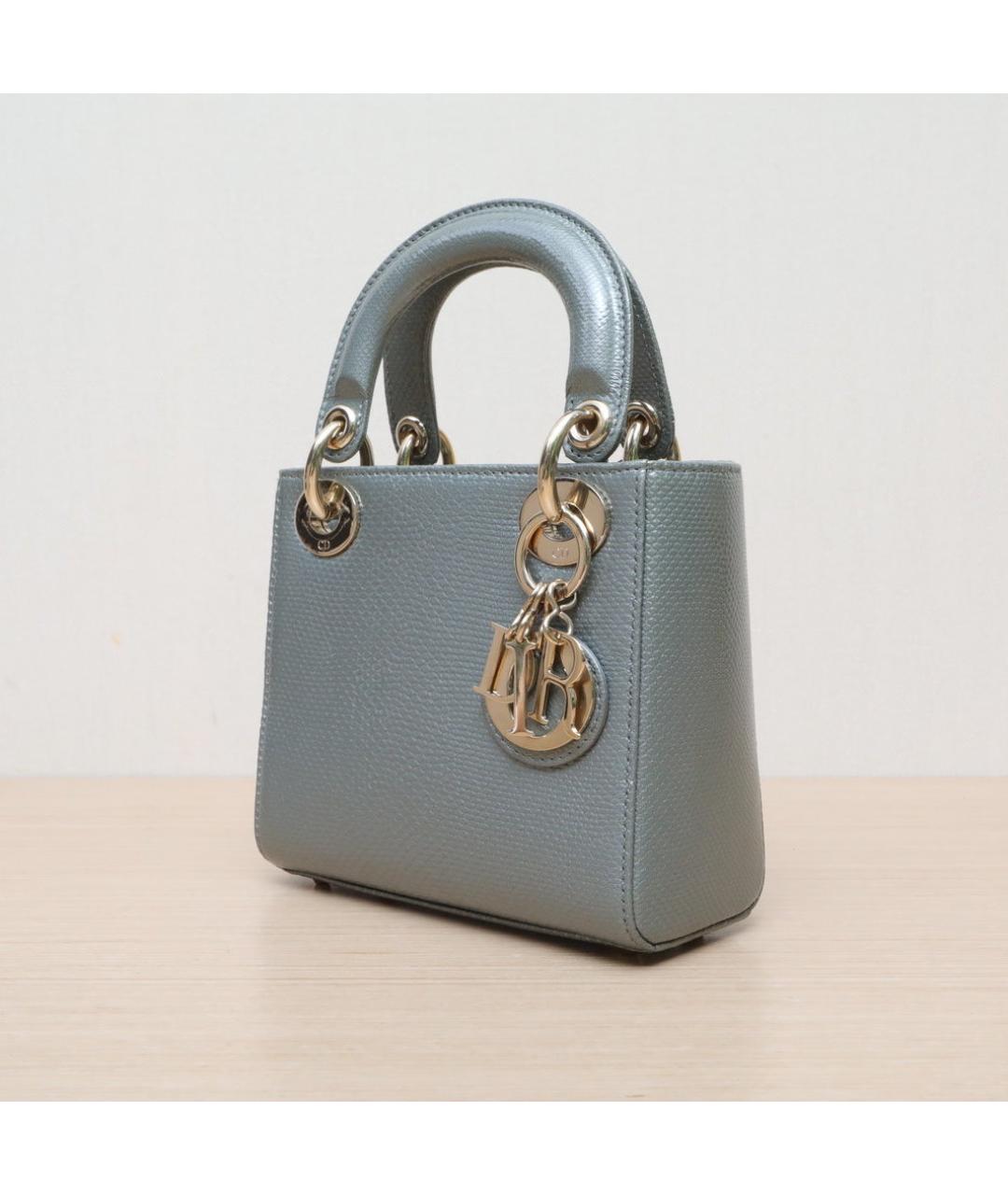 CHRISTIAN DIOR Серая кожаная сумка через плечо, фото 4