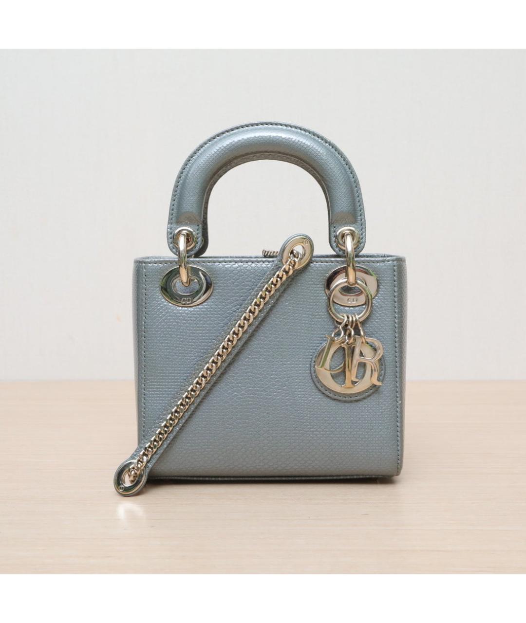 CHRISTIAN DIOR Серая кожаная сумка через плечо, фото 3