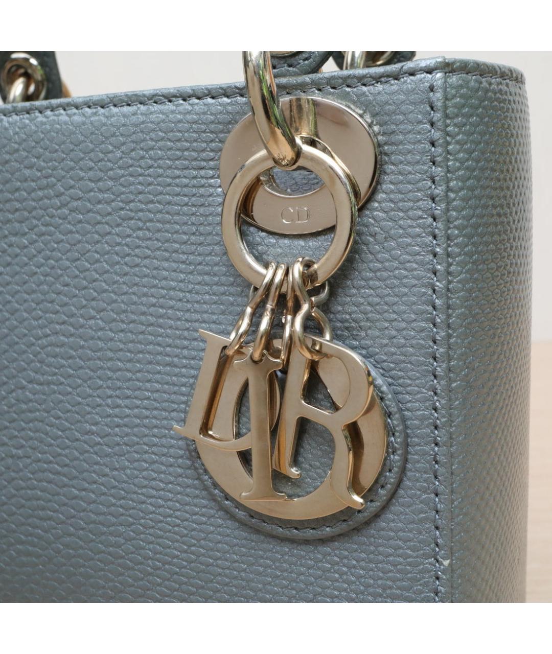 CHRISTIAN DIOR Серая кожаная сумка через плечо, фото 8