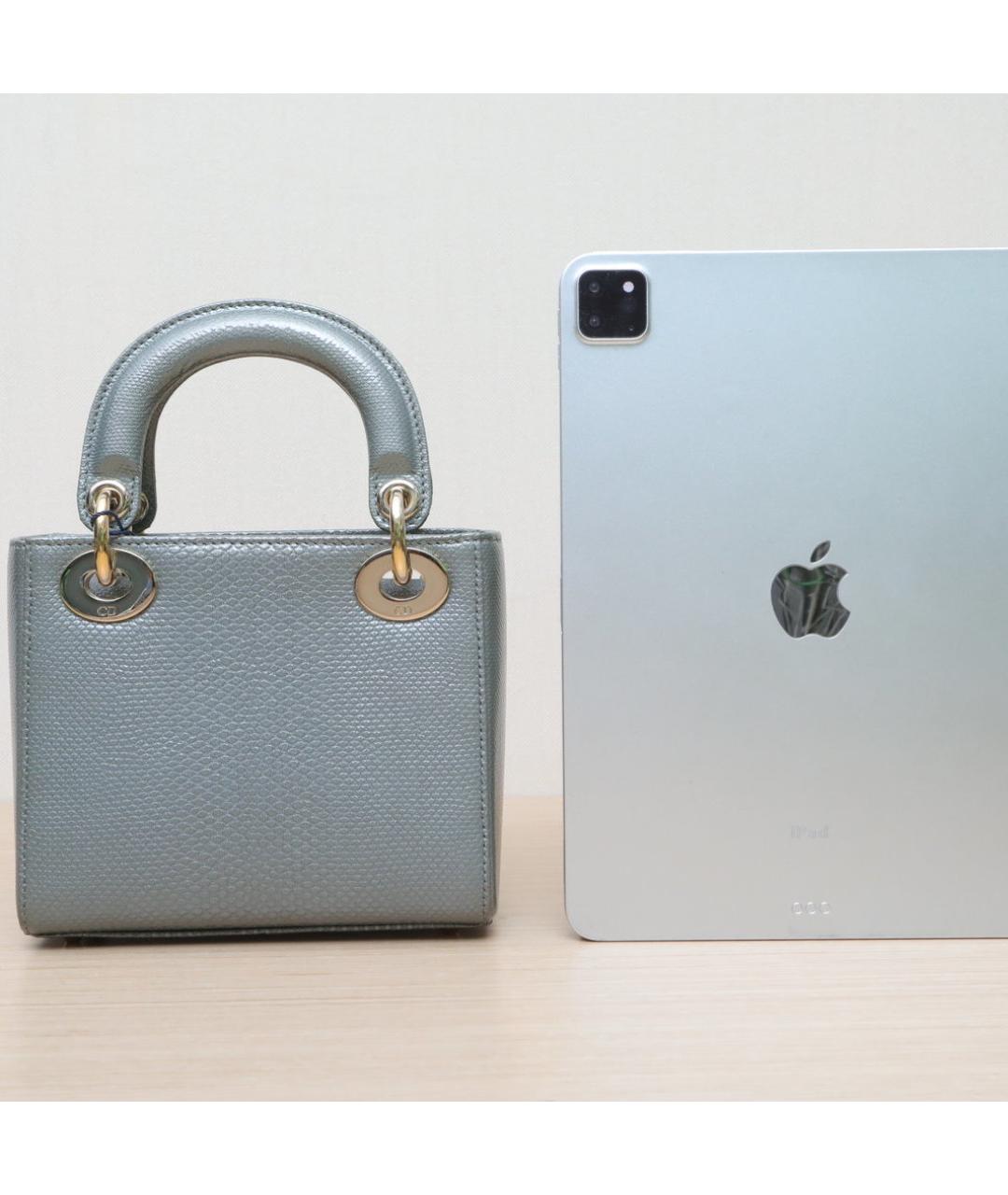 CHRISTIAN DIOR Серая кожаная сумка через плечо, фото 7