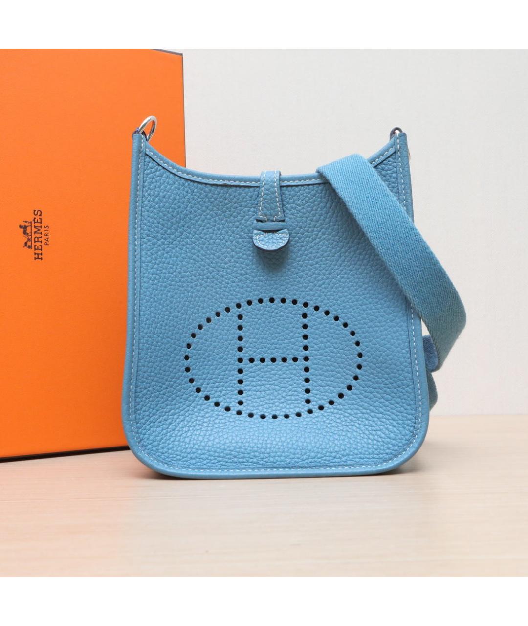 HERMES Голубая кожаная сумка через плечо, фото 2