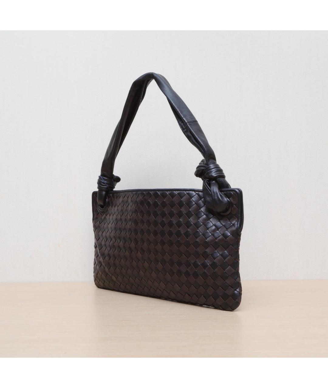 BOTTEGA VENETA Черная кожаная сумка через плечо, фото 4