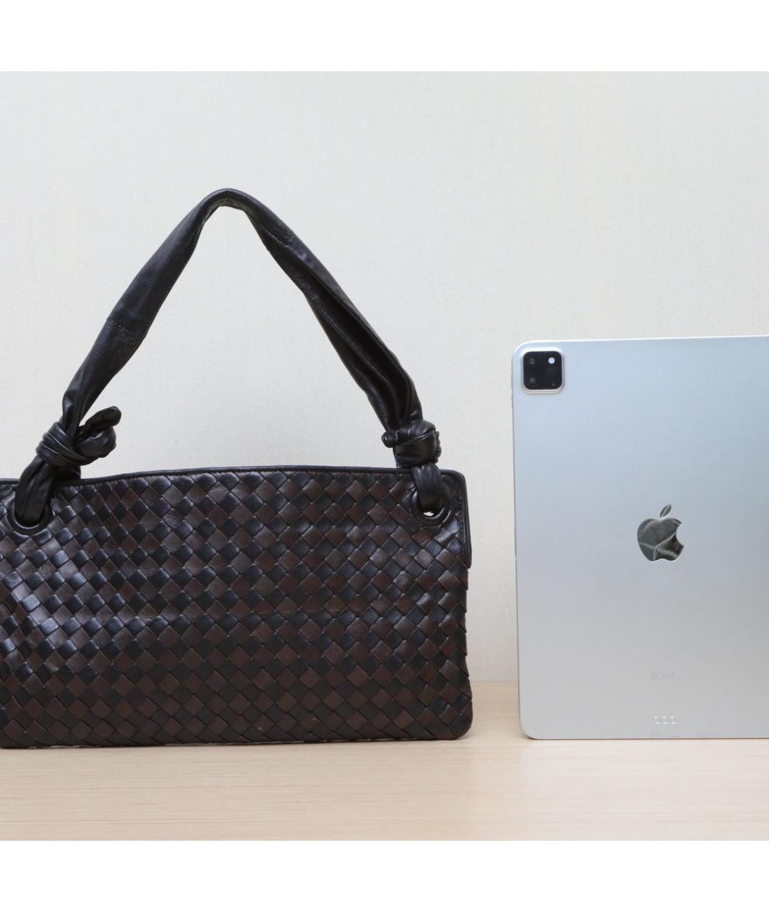 BOTTEGA VENETA Черная кожаная сумка через плечо, фото 7