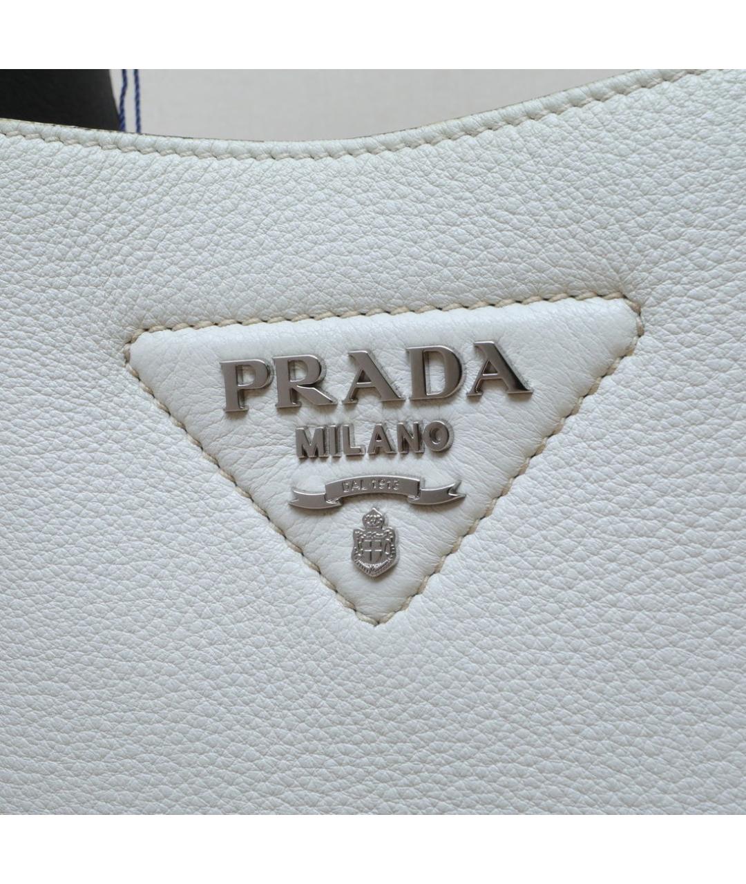 PRADA Белая кожаная сумка через плечо, фото 8
