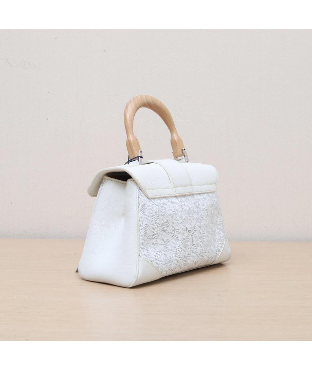 GOYARD Белая кожаная сумка через плечо, фото 6